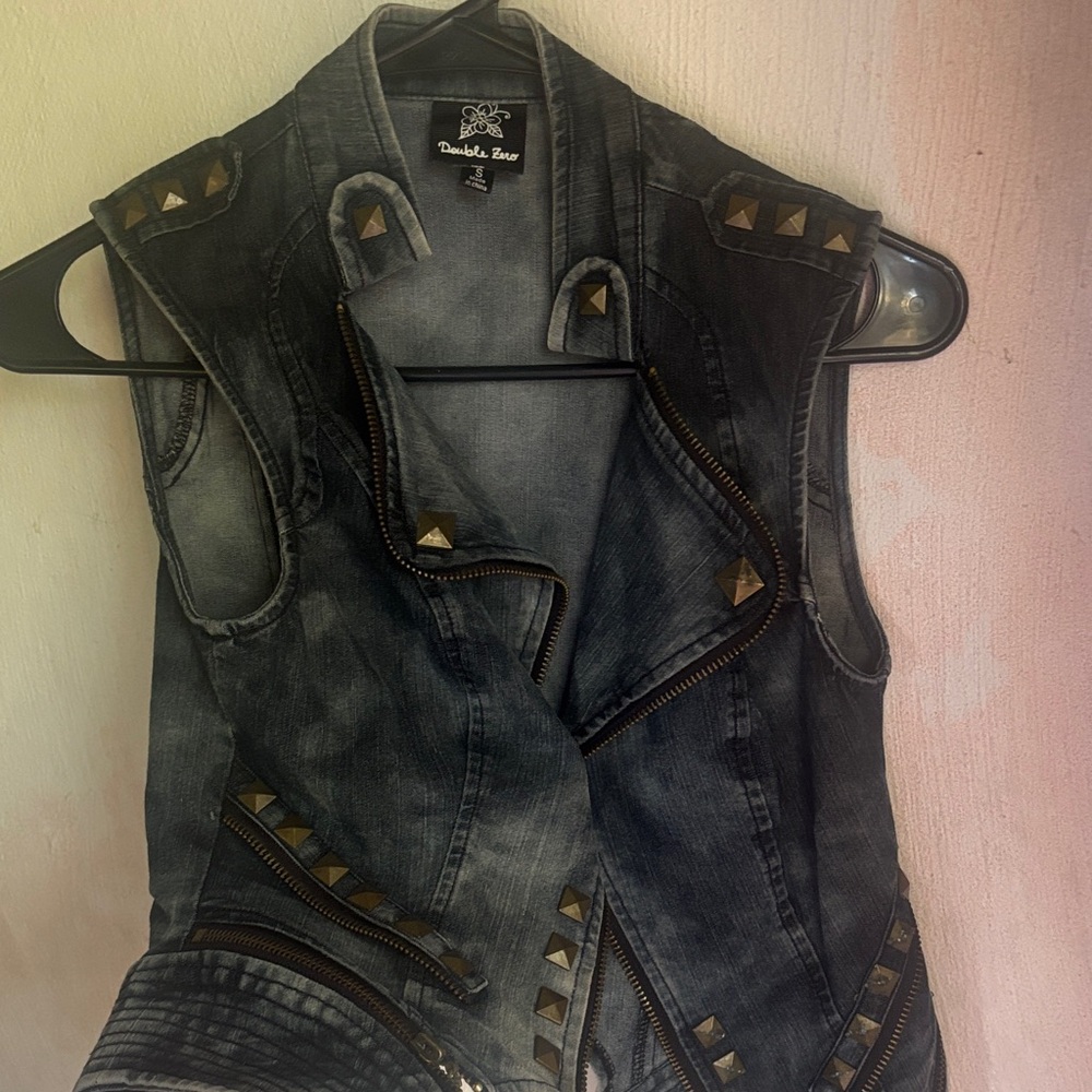 Double Zero Studded Denim Vest